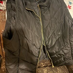 Michael Kors Black Quilted Vest with Gold Zipper